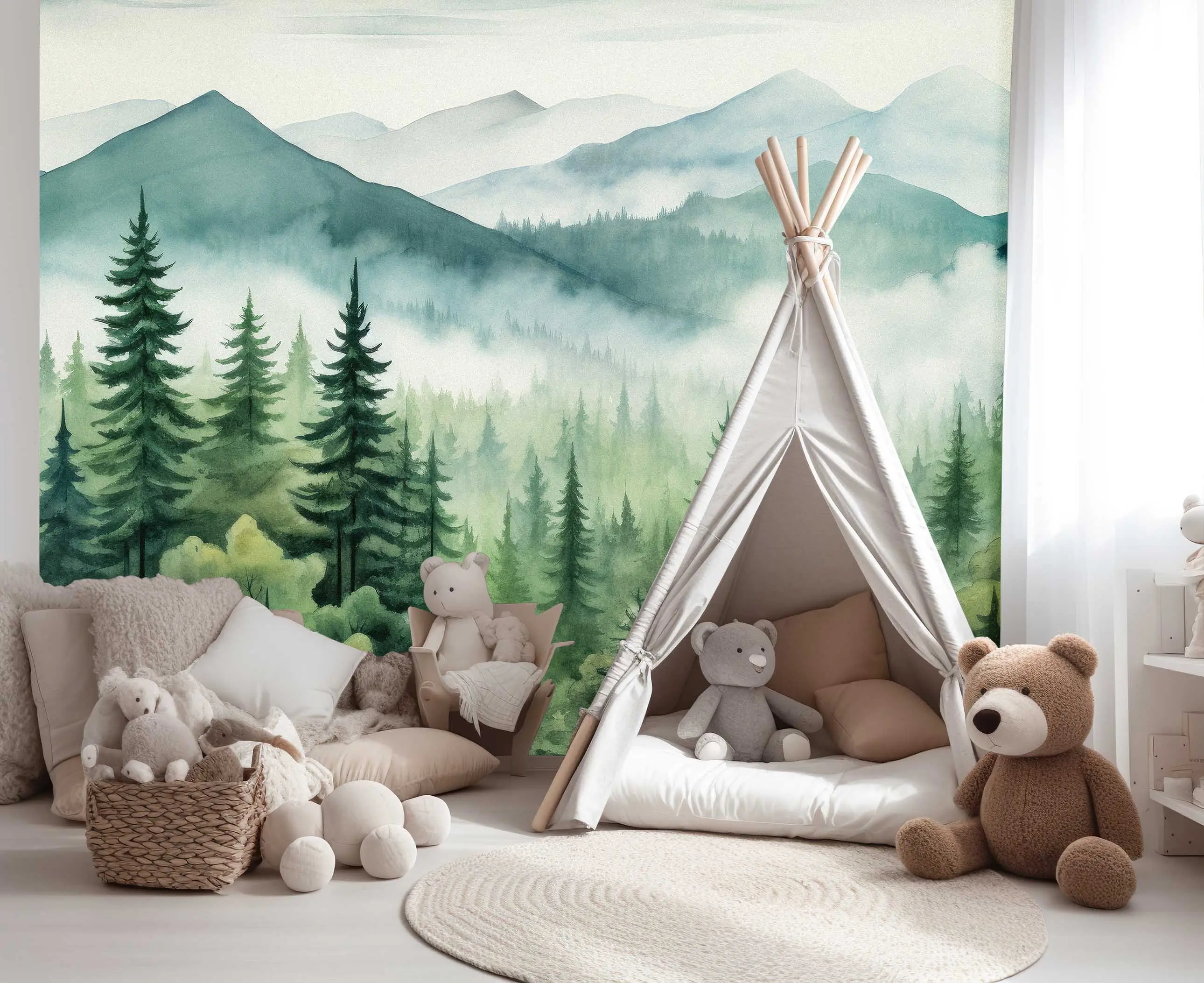 https://wandkind.de/media/5b/30/ec/1696014309/Kinderzimer Tannenwald Wald Tapete Babyzimmer.webp?ts=1696014309